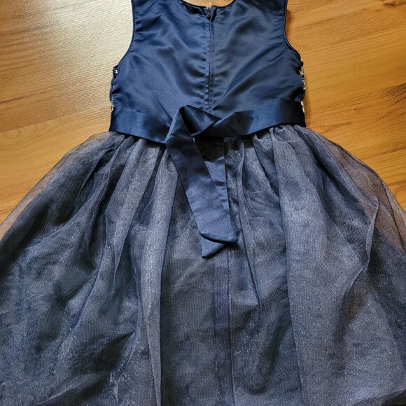 Embroidered Tulle Dress with Faux Fur White Shrug - Picture 6 of 8